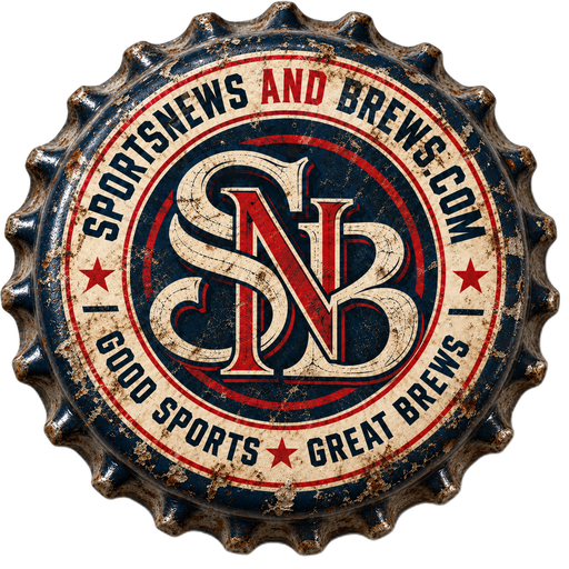 Sports News And Brews bottle-cap logo